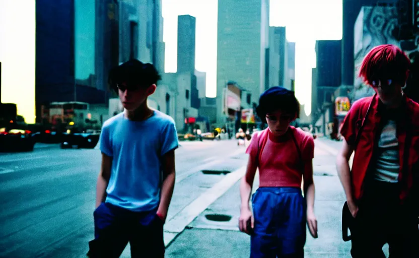 Prompt: cinestill 5 0 d candid photographic portrait by helen levitt of jesse and james from pokemon, extreme long shot, modern cyberpunk moody emotional cinematic, clear skies, 8 k, hd, high resolution, 3 5 mm, f / 3 2, ultra realistic faces, ex machina