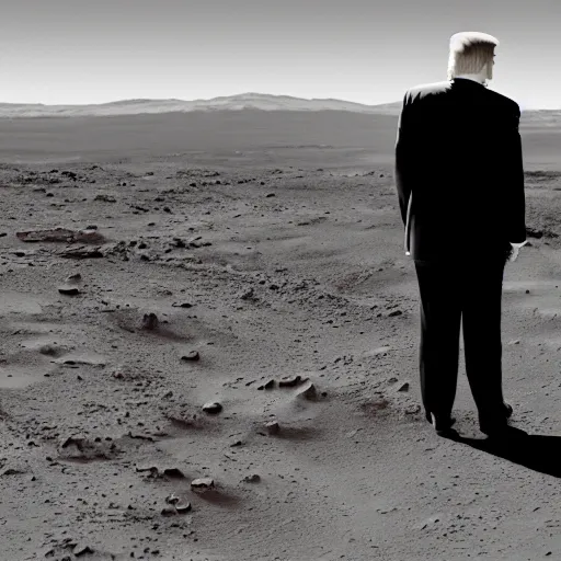 Image similar to Donald Trump, humongously fat, standing on the surface of Mars, NASA photograph 4k, high detail