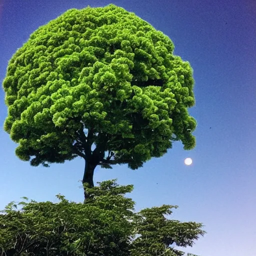 Image similar to “lush tree and Jupiter is in the sky”
