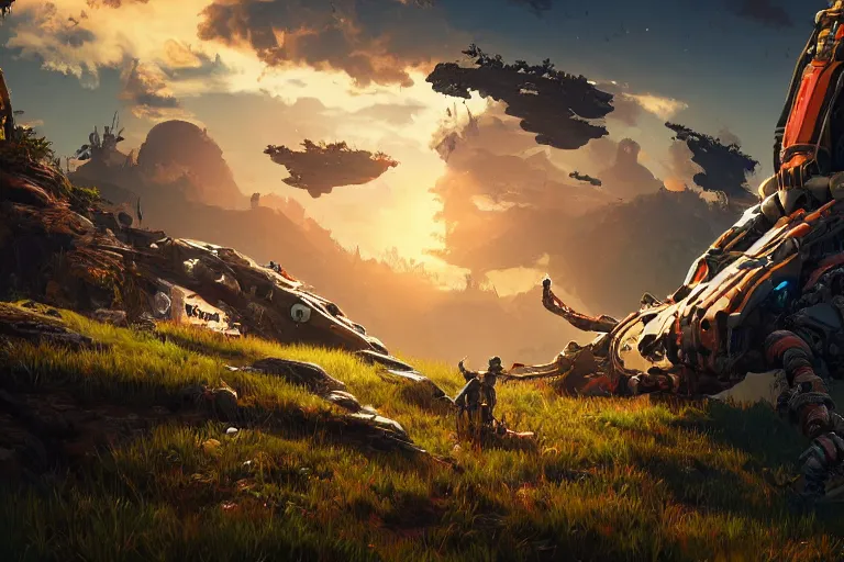 Prompt: burrower machine mecanical creature robot of horizon forbidden west horizon zero dawn radiating a glowing aura global illumination ray tracing hdr fanart arstation by ian pesty and alena aenami artworks in 4 k