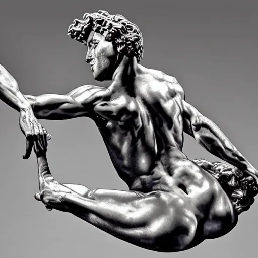 Prompt: a glory scene of a chiron statue sculpted in polished sapphire by Bernini