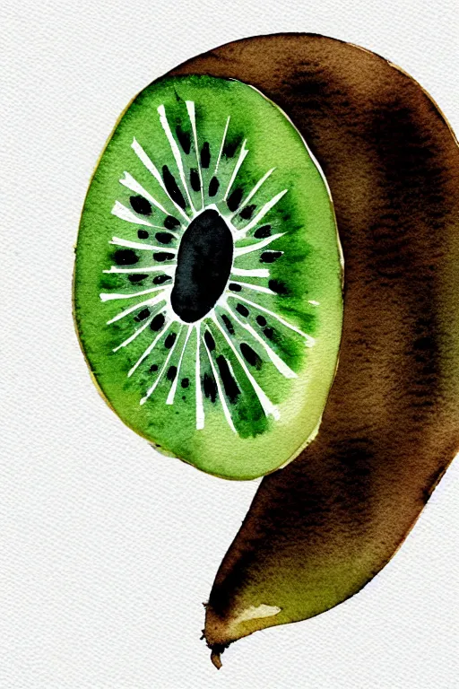 Prompt: minimalist watercolor art of a kiwi, illustration, vector art