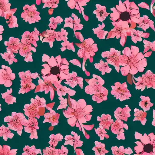 Image similar to brushed loose floral fashion print flat flower repeat swatch inspired by wgsn trend with lots of negative space