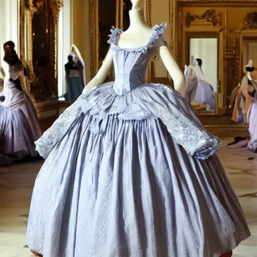 Prompt: a great dance were all guest wear dresses from the marie-antoinette era