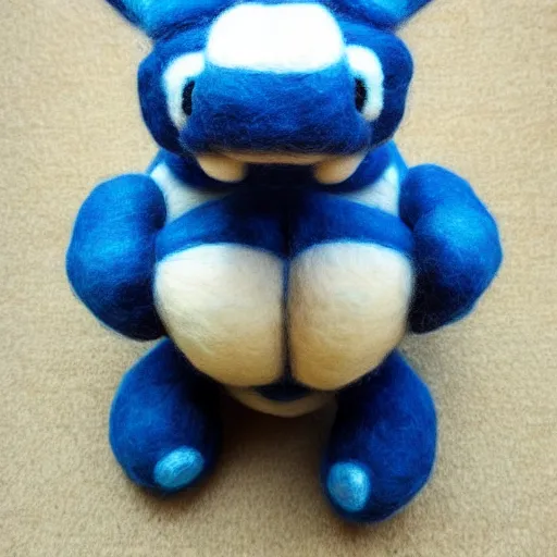 Image similar to a needle felted blastoise, needle felting art.