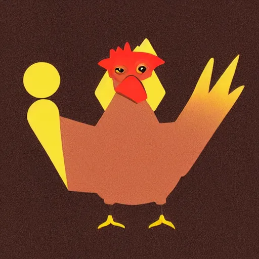 Image similar to retro sci - fi, 2 d flat illustration, very wise chicken, highly detailed