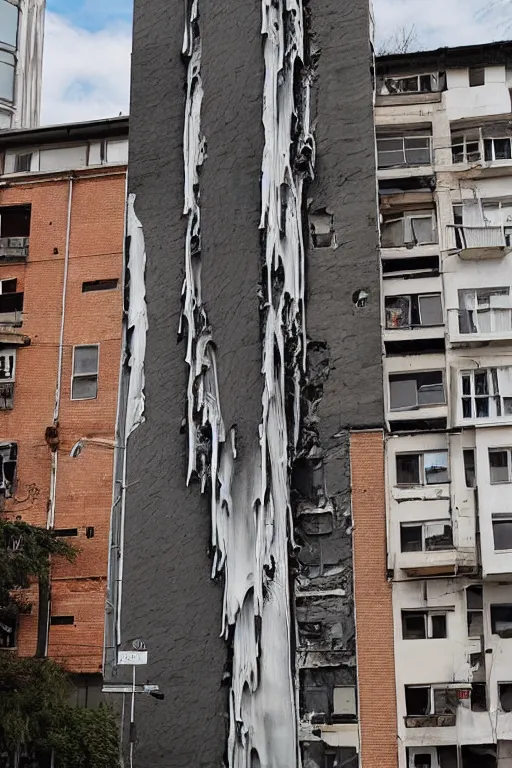 Image similar to A building melting