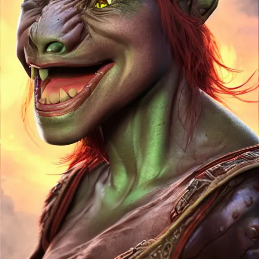 Image similar to thorkana orc woman with human features, highly detailed, character art, portrait, 8 k, professional art,