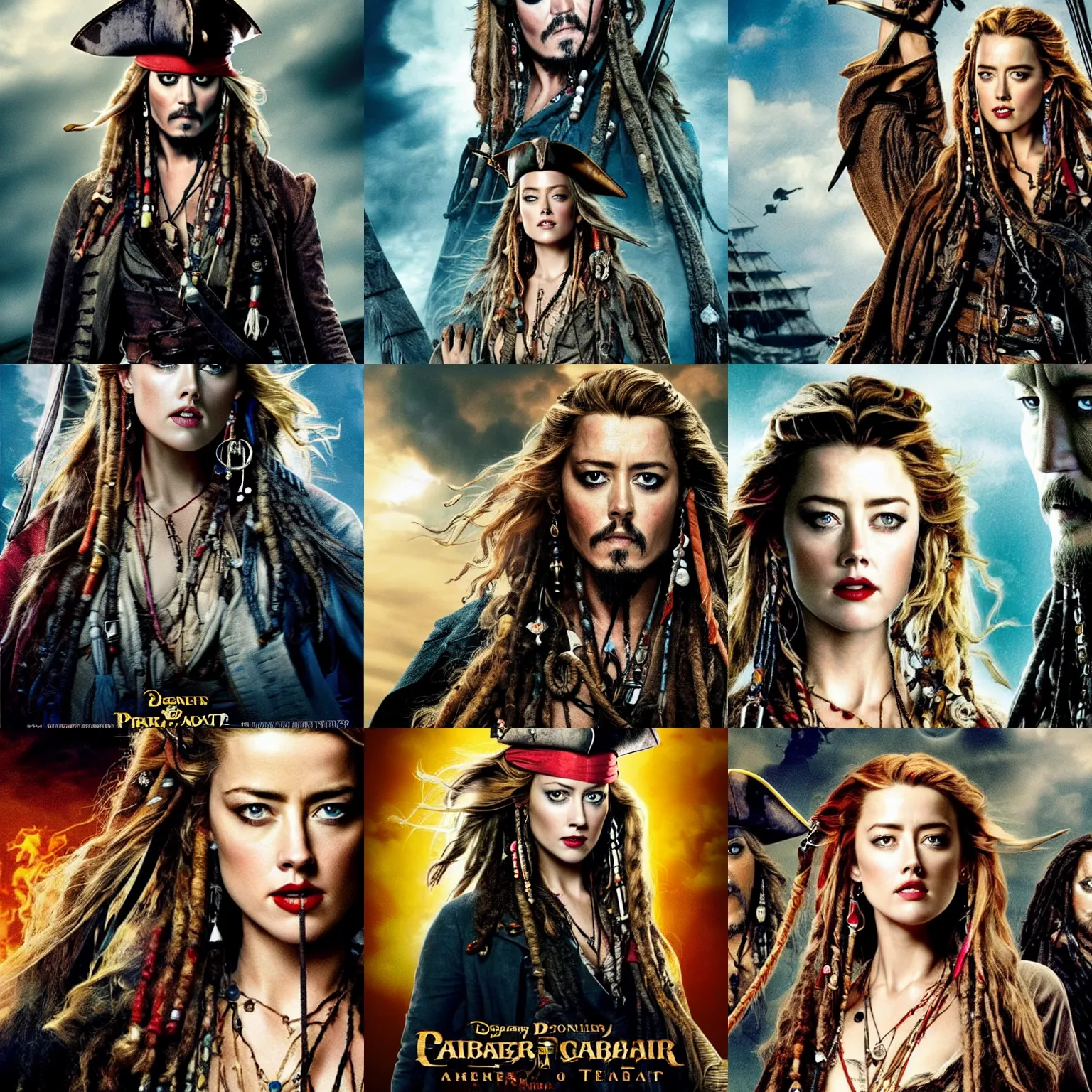 Prompt: amber heard replacing johnny depp in the lead role in pirates of the caribbean ( 2 0 2 4 ), movie poster