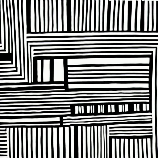 Image similar to black and white abstract painting with shapes and lines by leopoldo mendez