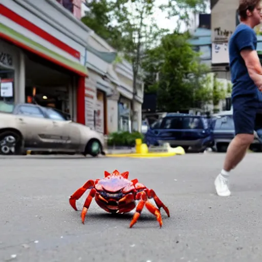 Image similar to Mark Zuckerberg crab walking to the dollar store