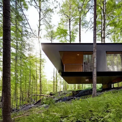 Image similar to a modern ecofriendly house in the woods