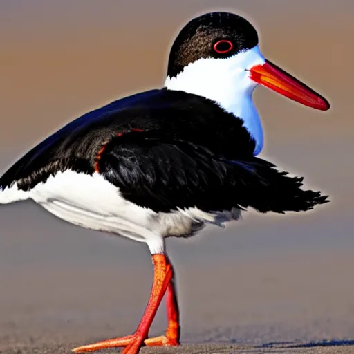 Prompt: a Oystercatcher with a baseball cap on his head