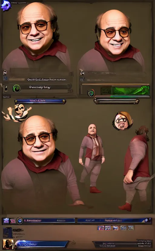 Image similar to Danny DeVito as a character in the game League of Legends, with a background based on the game League of Legends, detailed face, old 3d graphics