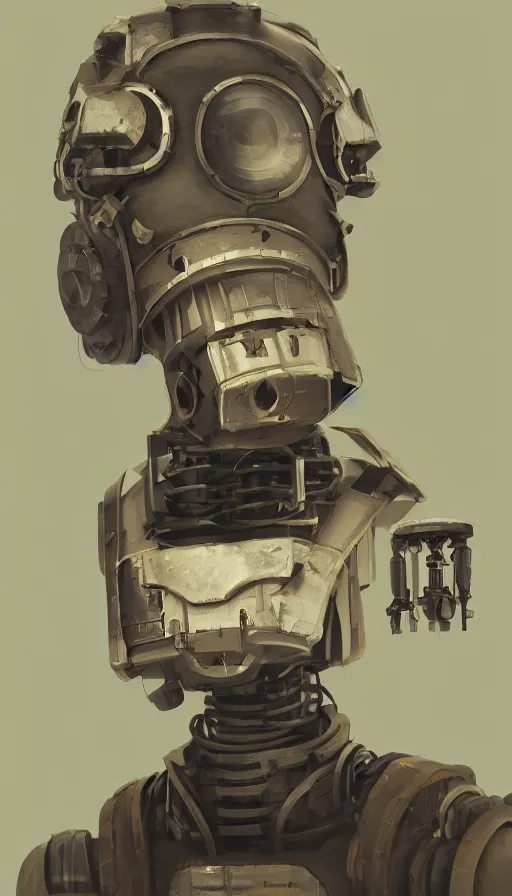 Prompt: a dieselpunk robot, portrait, head and chest only, made of wool, humanoid, sharp focus, james gilleard, cinematic, game art, extremely detailed digital painting