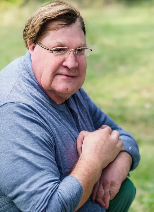 Image similar to portrait photo still of real life peter griffen, 8 k, 8 5 mm, f. 1 4