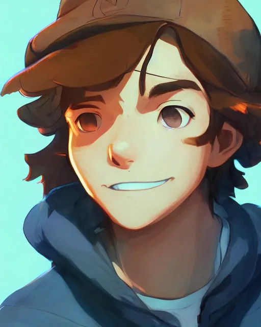 Prompt: dipper pines, medium shot, visible face, detailed face, perfectly shaded, atmospheric lighting, by makoto shinkai, stanley artgerm lau, wlop, rossdraws