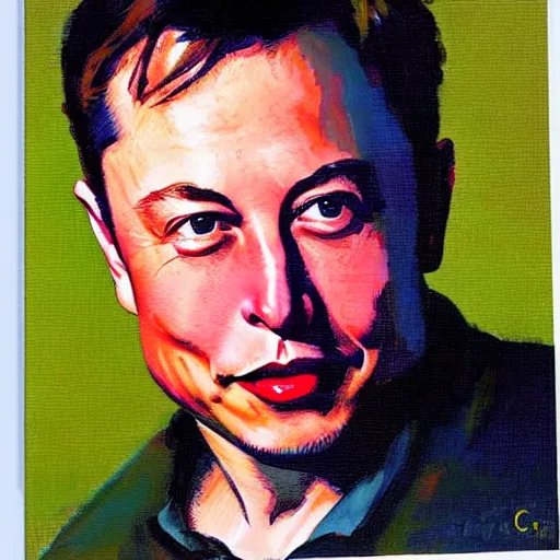 Image similar to elon musk, by colin campbell cooper