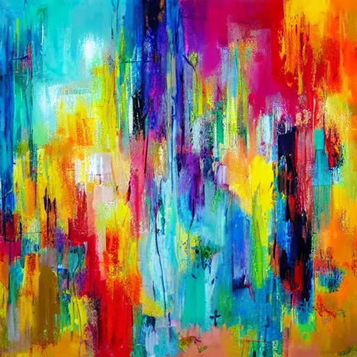 Prompt: award-winning large colorful abstract art painting