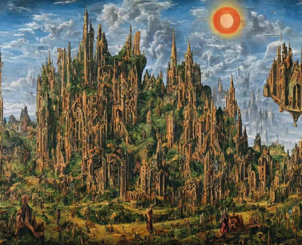 Prompt: a utopian gothic surrealism painting of an archology