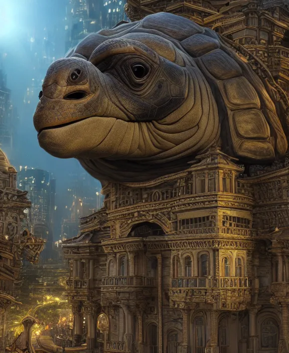 Image similar to city built on a giant tortoise. magic fantasy style. highly detailed 8 k. intricate. lifelike. soft light. nikon d 8 5 0.