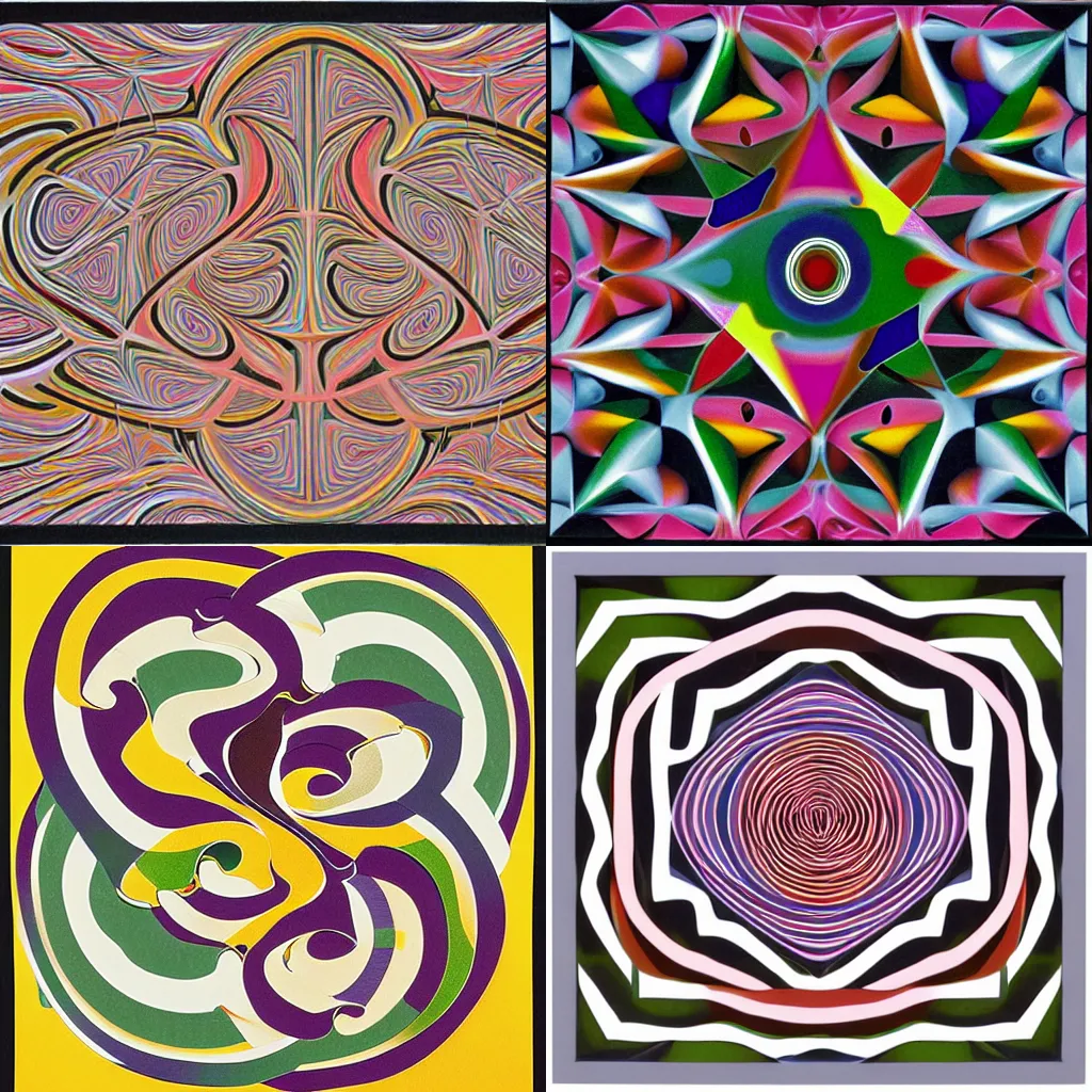 Prompt: fractal automata, by Frank Stella