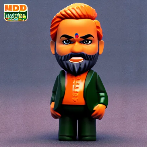 Image similar to narendra modi mini figure, toy, 3 d render, 4 k, hd