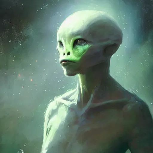 Prompt: the most beautiful alien being that ever existed - art by greg rutkowski