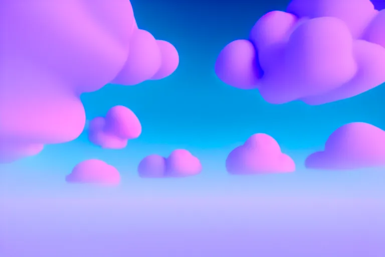 Prompt: huge purple diamond hovering in lavender clouds, turquoise horizon, smooth gradients, octane render, 8 k, volumetric lightning