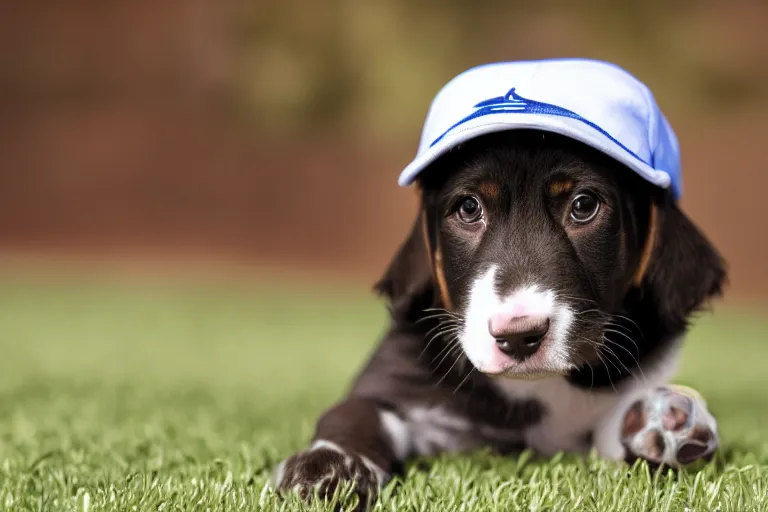 puppy with a cool baseball cap, 4k, Stable Diffusion