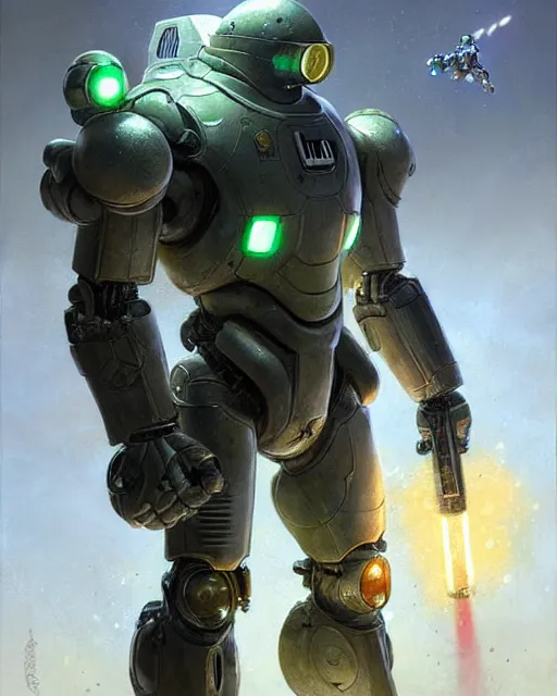 Image similar to luigi in a mech scifi suit with missles and small lights by, fantasy character portrait, ultra realistic, concept art, intricate details, highly detailed by greg rutkowski, gaston bussiere, craig mullins, simon bisley