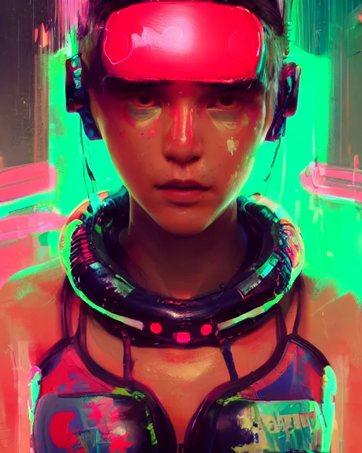 Image similar to detailed portrait Neon boxer Girl, cyberpunk futuristic neon, reflective crop top and shorts, boxing gloves, decorated with traditional Japanese ornaments by Ismail inceoglu dragan bibin hans thoma greg rutkowski Alexandros Pyromallis Nekro Rene Maritte Illustrated, Perfect face, fine details, realistic shaded, fine-face, pretty face