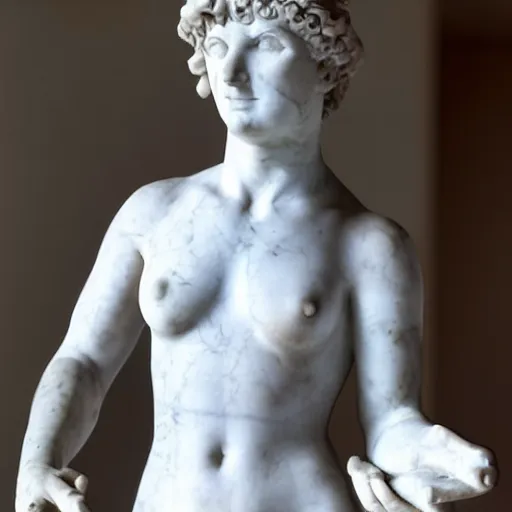 Prompt: roman marble statue of a women playing VR, n- 7