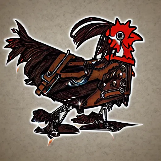 Image similar to anime steam punk chicken with laser beams