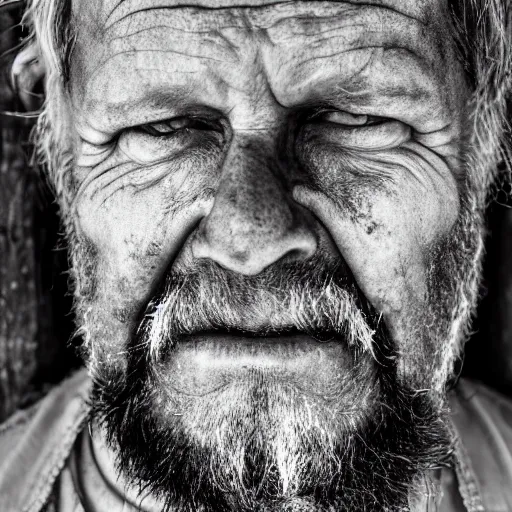 Image similar to film still photo portrait of a toothless middle aged 5 6 year old redneck hillbilly, realistic, hyperrealistic, 8 k resolution, hd quality, very detailed, highly detailed, intricate details, real life, real world, trending on artstation, digital art, really realistic, very realistic, headshot, head in frame, photograph, portrait, mugshot