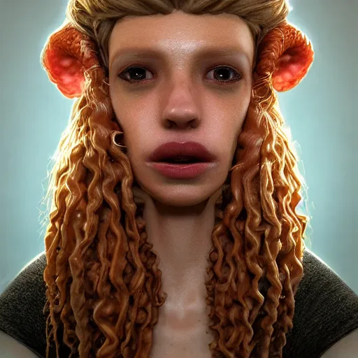 Image similar to sausage with hair made of medusas, award winning creature portrait photography, extremely detailed, artstation, 8 k, sensual lighting, incredible art, wlop, artgerm