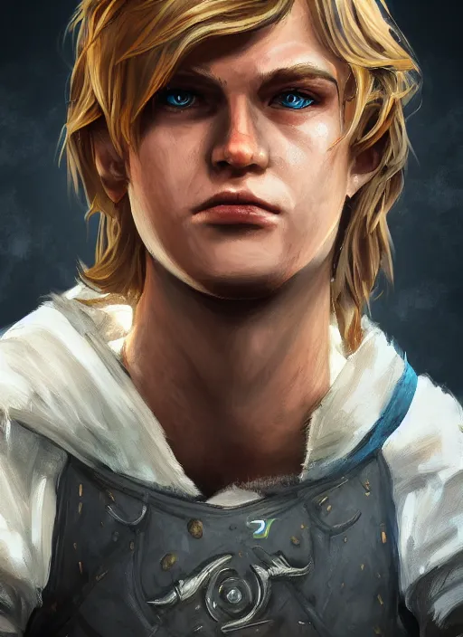 Image similar to An epic fantasy comic book style portrait painting of a young dirty blonde boy thief in the style of the wheel of time, unreal 5, DAZ, hyperrealistic, octane render, cosplay, RPG portrait, dynamic lighting