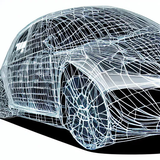 Prompt: a transparent car wireframe, digital art