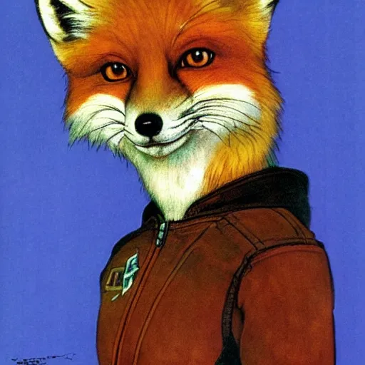 Image similar to upper body portrait of fox mccloud by norman rockwell, furry, anthropomorphic, fox mccloud star fox, norman rockwell