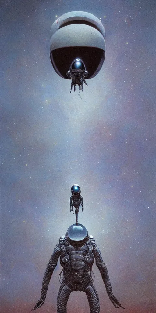 Image similar to alien astronaut, by beksinski, dynamic composition, dramatic lighting, hyperrealistic, ultra detailed, nitro colors