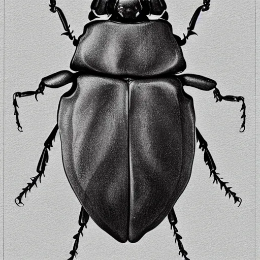 Image similar to beetle, black and white, botanical illustration