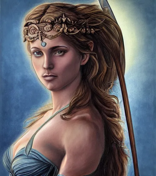 Image similar to drawing of the beautiful greek goddess aphrodite, arrow warrior, fantasy art, hyper realistic, amazing detail, in the style of robert rutkowski