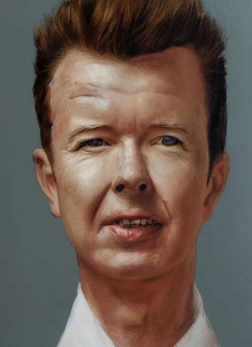 Prompt: Rick Astley portrait painted by Chao Teng Zhao, 8K UHD