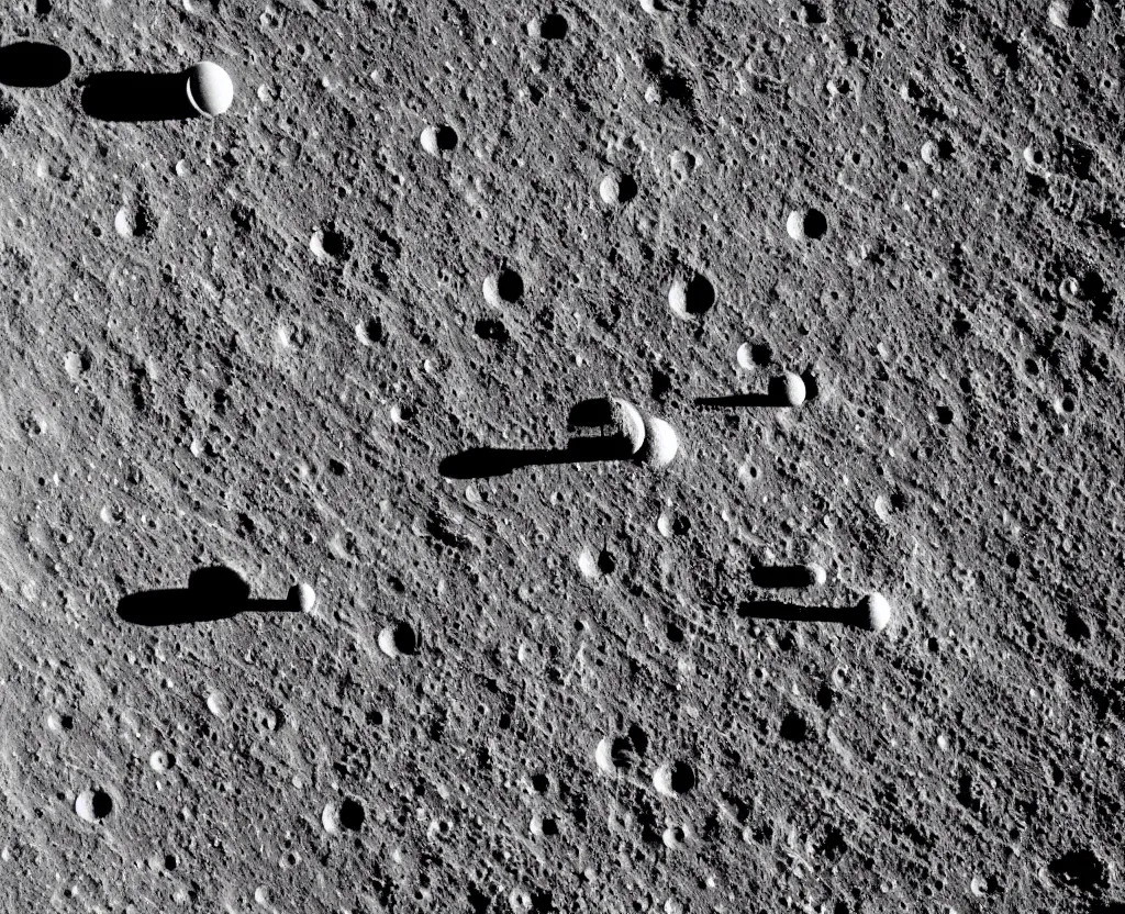 Prompt: Astronauts investigating a crop circle on the moon, 1985 National Geographic color