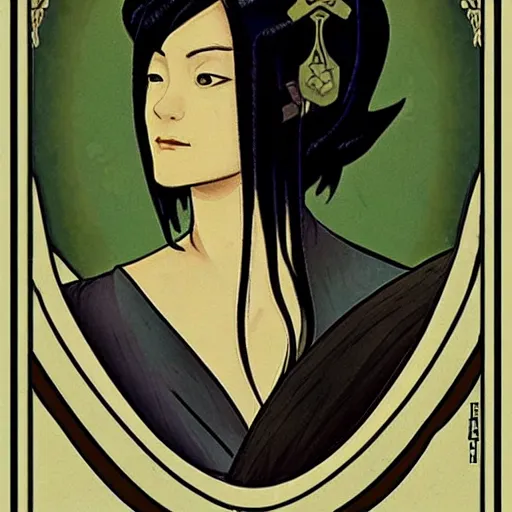 Image similar to art nouveau portrait of toph beifong