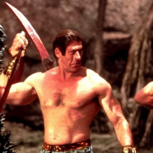 Image similar to still from golden axe the movie