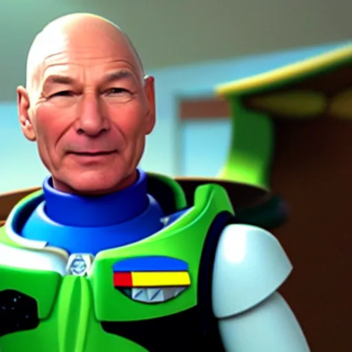 Image similar to patrick stewart as the real buzz lightyear