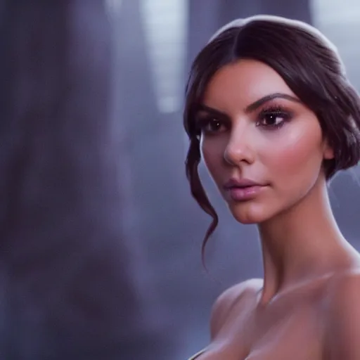 Image similar to victoria justice with kim kardashian body as princess padme in star wars episode 3, 8 k resolution, cinematic lighting, anatomically correct