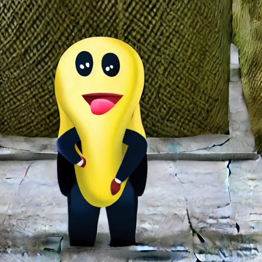 Image similar to an antropomorphic banana wearing a business suit