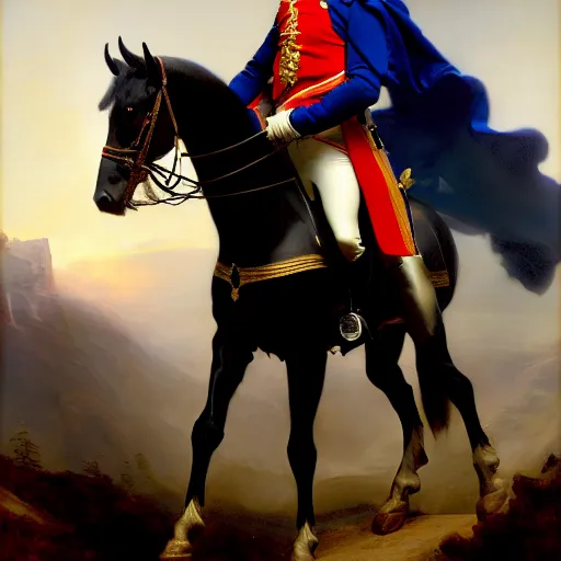 Prompt: Napoleon Bonaparte and his new electric scooter by Jeremy Lipkin and Giuseppe Dangelico Pino, oil on canvas, epic pose, cinematic, poster, 8k